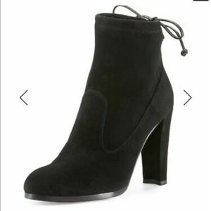 Stuart Weitzman Catch Suede LeatherAnkleTie Bootie
